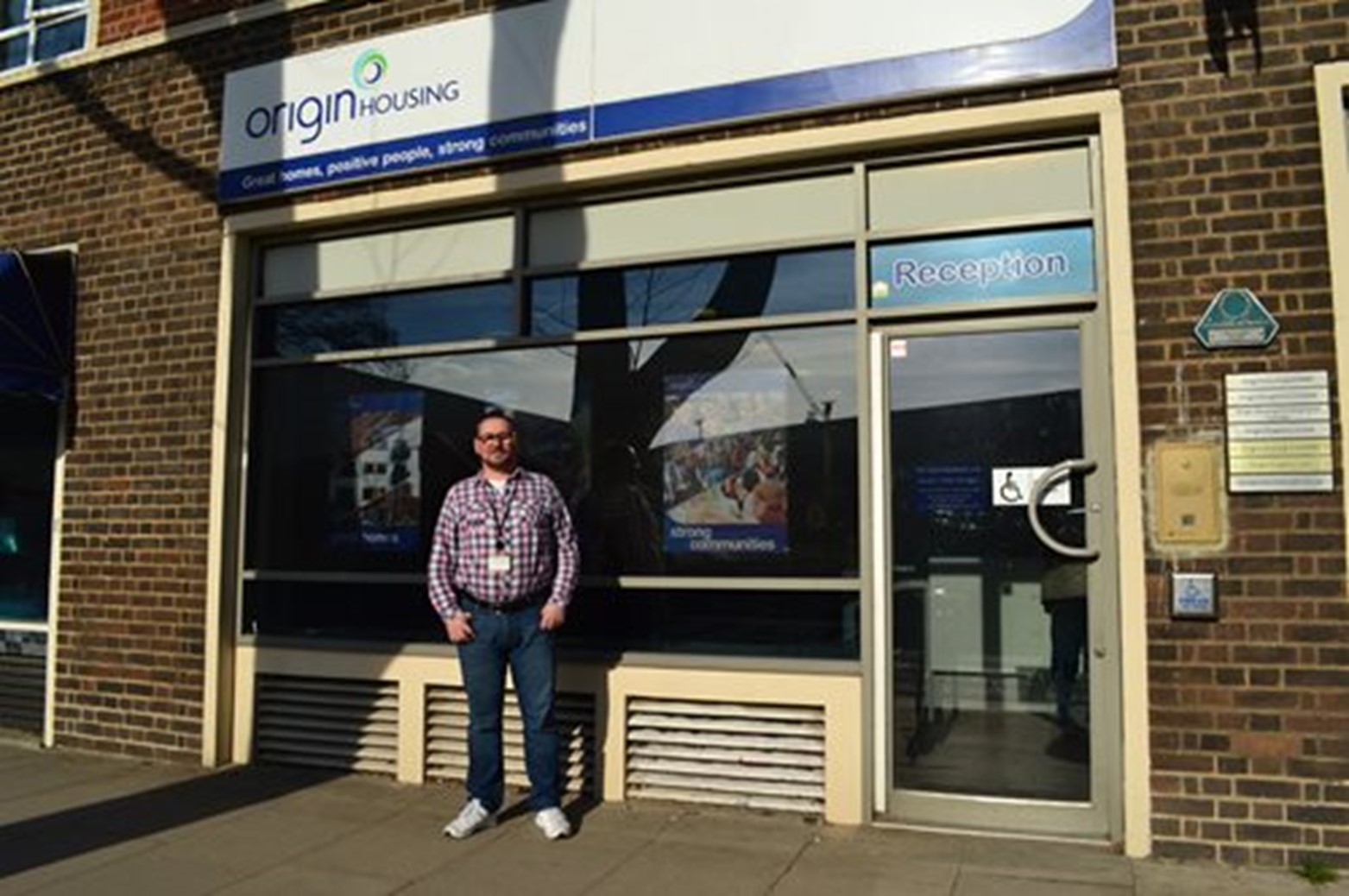 Nick from Stonewall Housing outside Origin office
